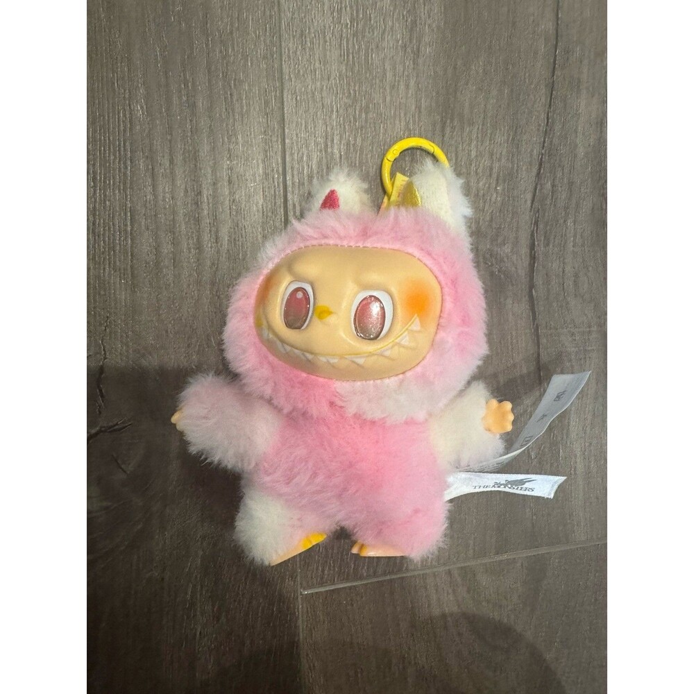 POP MART The Monsters Labubu Pink White Plush Vinyl Face Keychain Bag Charm